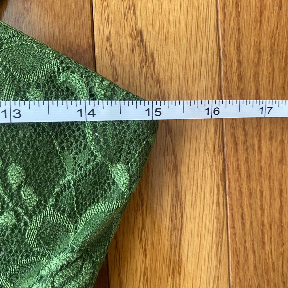 Vintage Y2K XOXO Green Lace Satin Bustier Cami Tank Top M McBling Indie Sleeze - Picture 11 of 13